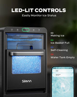 Nugget Ice Maker Countertop - Silonn Smart Pebble Ice Machine, Pellet Ice 44 lbs per Day, Crushed Ice from Timer Function and Status Alerts with Silonn App, Stainless Steel Silonn