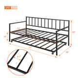 Metal Daybed with Trundle, Twin Size Day Bed Frame with Pullout Trundle, Heavy-Duty Daybed for Living Room Bedroom Kids Teens and Adults, Black Bellemave