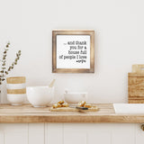 MACVAD Rustic Torched Wood Small Box Sign for Home Decor,Freestanding Thank You Sign for Kitchen,Square Wood Block Sign Table Decor,6" x 6" x 1.57" MACVAD