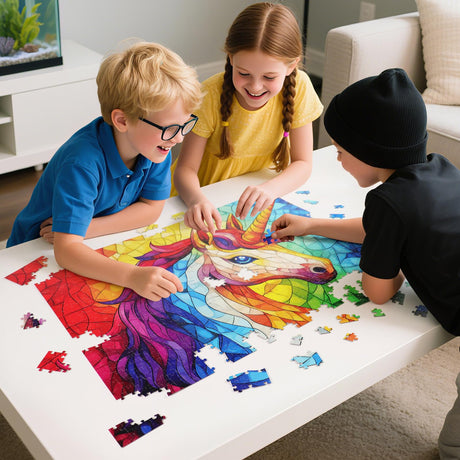 Stained Glass Puzzle Unicorn Puzzles for Adults 1000 Pieces, Colorful Mosaic Jigsaw Puzzle 1000 Pieces Design Perfect for Family Game Nights Motiloo