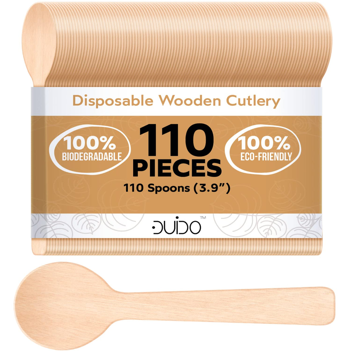 Disposable Wooden Spoons – 110 Pack 3.9 Inch Mini Wooden Spoons, Biodegradable Spoons Sample Spoons DUIDO