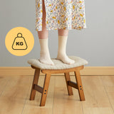 Foot Stool,Ottoman Foot Rest,Bamboo Foot Stool Under Desk,Small Stool for Living Room, Bedroom and Kitchen (Brown legs - Beige stool surface) Furshus