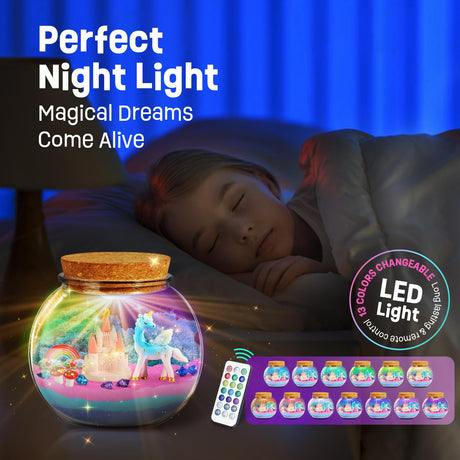 LAOESE Unicorn Gifts for Girls - Unicorns Terrarium Kit for Kids - Birthday Gift for Girl Ages 4 5 6 7 8-12 Year Old - DIY Unicorns Toys Arts and Crafts Kit for Kid LAOESE