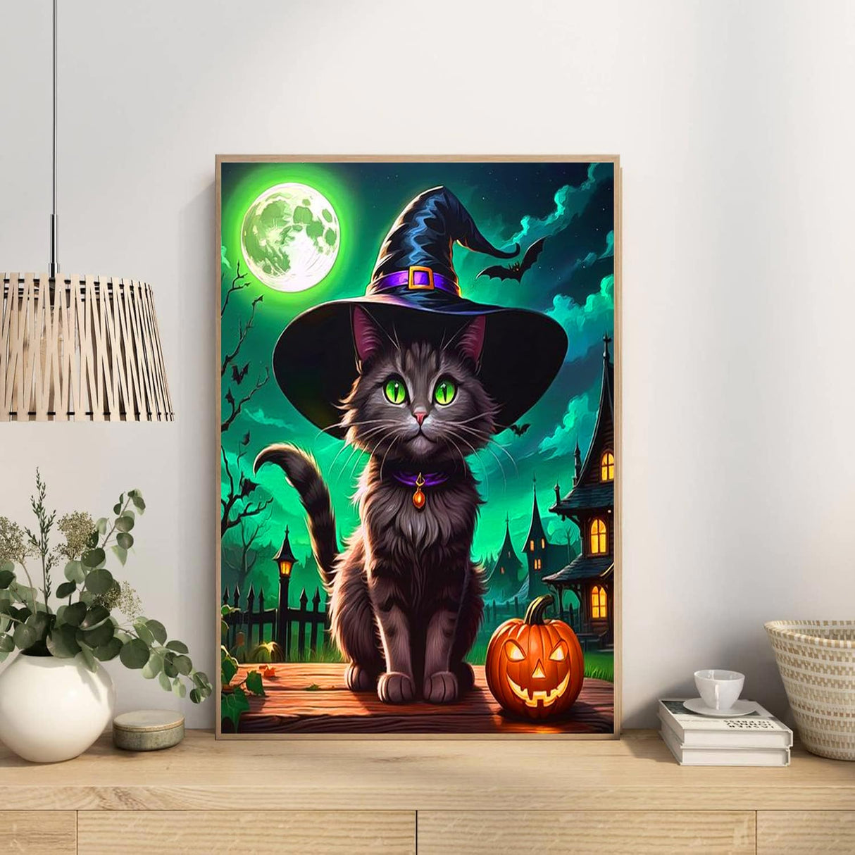 ijbnhd 5D Black Cat Diamond Art Kits for Adults Cat Diamond Painting Kits for Adults Beginners Full Drill Round Moon Gem Art for Crafts Home Wall Decor Gift 12x16inch ijbnhd