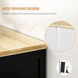 HOMCOM Sideboard Buffet Cabinet with Storage Drawers, Rubber Wood Top and Adjustable Shelves, Kitchen Cabinet Coffee Bar Cabinet, Black HOMCOM