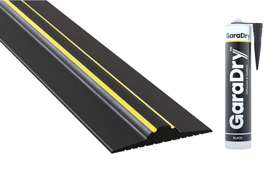 ¾” High Garage Door Threshold Seal Kit 10'3" Length | Flexible PVC | Complete Kit Includes 1 Adhesive | GaraDry - WoodArtSupply