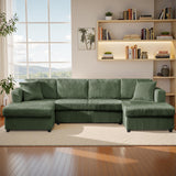 123" U-Shaped Modular sectional Sofa, Two L-Shape Chaise with 2 Cloud Couch sectional with Two Pillows, couches for Living Room(Green) MYINDA