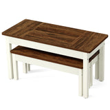 LITTLE TREE Dining Table Set for 4, Small Space Saving Farmhouse Kitchen Chairs, Compact 3-Piece Kitchen and Dining Room Furniture with 2 Wood Benches LITTLE TREE