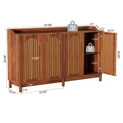 Tribesigns Sideboard Buffet Cabinet, 57" Farmhouse Storage Cabinet with Shutter Doors and Adjustable Shelf, Freestanding Storage Cabinet for Dining Room, Living Room, Kitchen - WoodArtSupply