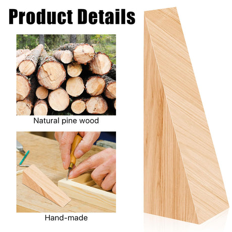 Akamino 10 Pack Wooden Door Stoppers,Non-Slip Soild Wood Door Wedges for Bottom of Door,Triangle Wood Block Security Door Stopper for Home Office Chair Caning - 4.8 x1.5x1.5 Inch Akamino