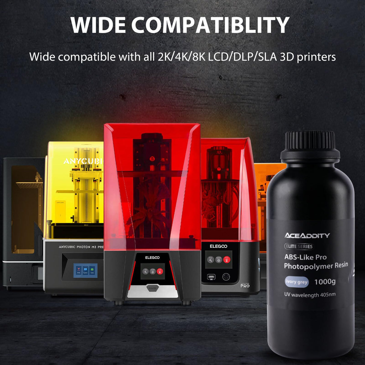 Aceaddity ABS-Like Pro Printer Resin - 405nm UV-Curing Standard Photopolymer Resin with Hardness and Toughness for LCD/DLP/SLA 3D Printers, High Precision & Non-Brittle (Ivory Grey, 1kg) Aceaddity