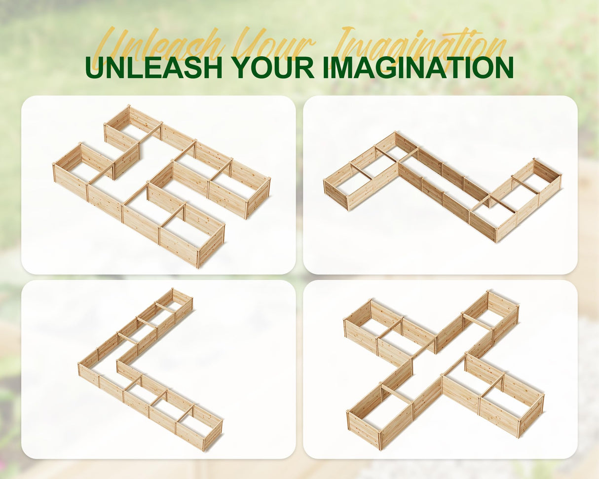 AMERLIFE U-Shaped Raised Garden Bed, 7.5Wx6Dx1.6H Free Combination Outdoor Wooden Raised Garden Bed Planter with 19.6" Depth Planter Box AMERLIFE