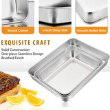 E-far Baking Pans Set of 3, Stainless Steel Sheet Cake Pan for Oven - 12.5/10.5/9.4Inch, Rectangle Bakeware Set for Cake Lasagna Brownie Casserole Cookie, Non-toxic & Healthy, Dishwasher Safe E-far