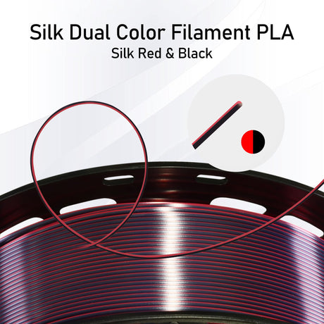 OEM MIKA3D 3D Printing Silk PLA Shiny Red Black 2 Colors in 1 Coextrusion 3D Filament, 1.75mm 1KG Dual Bicolor Double Colors 3D Printer Material Widely Support for Printers OEM MIKA3D