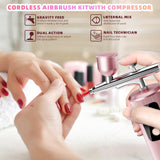 Airbrush Kit with Compressor - 48PSI High-Pressure, Non-Clogging Air Brush Set Cordless Rechargeable with 0.3mm Nozzle, Ideal for Painting, Modeling, Cake Decor, Pastry, Makeup, Nail Art (Pink) Istarziberlla