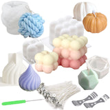 6pcs Silicone Candle Making Molds Kit Set, 3D Silicone Mold for Baking Desser, Soy Wax, Soap Geometric Pumpkin Shapes Yarn Ball Bubble Cube Molds DIY Scented Candle Giliger
