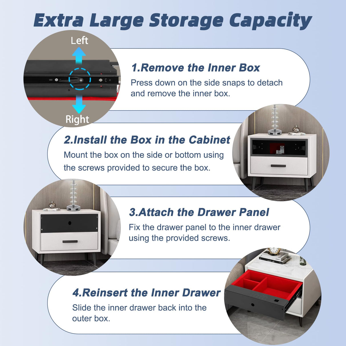 Biometric Hidden Gun Safe, Drawer Safe with Silent Slide, Reinforced Steel Construction, Ideal for Nightstand, Closet Drawer, TV Cabinet Gopper