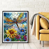 Natuyalo Paint by Numbers Kit for Adults Beginners, 16" Wx20 L Canvas Pictures Painting Acrylic Paintwork with 3 Pcs Paintbrushes, Dragonfly and Flowers Natuyalo