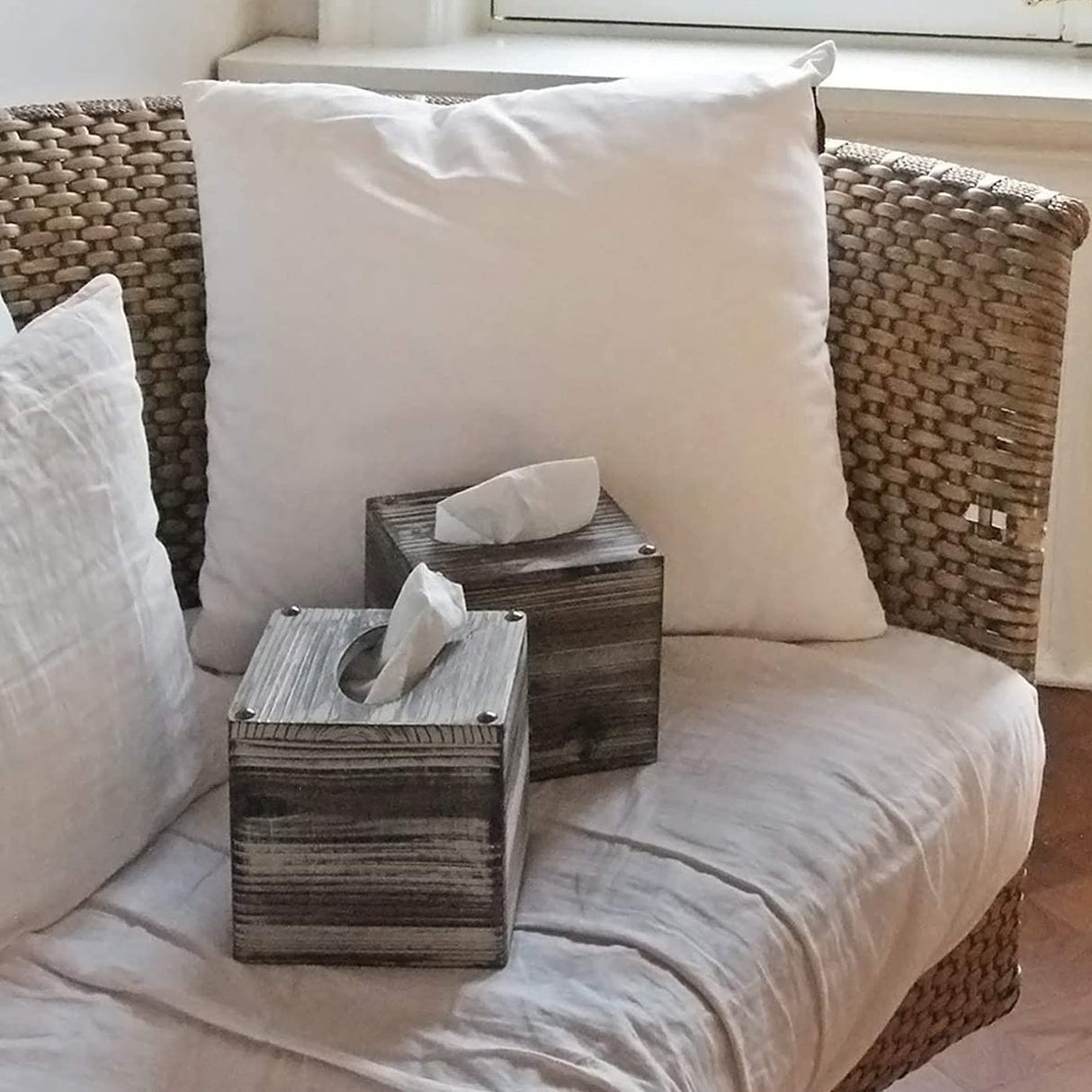 J JACKCUBE DESIGN Rustic Tissue Box Cover 2 Pack Napkin Case Cube Holder Farmhouse and Modern Décor for Kitchen Bathroom Office Living Room - MK554A J JACKCUBE DESIGN