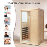 LTCCDSS Infrared Sauna, 1 Person Far Infrared Sauna for Home, with 1050W Indoor Sauna, Low EMF Heaters, 2 Bluetooth Speakers, 1 LED Reading Lamp Hemlock Wood Sauna Room Left Door LTCCDSS