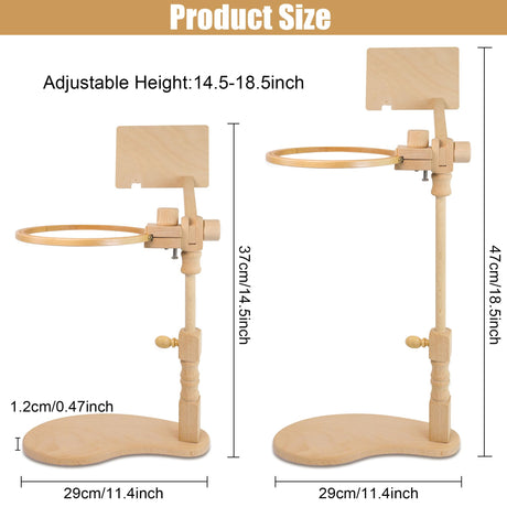 Embroidery Hoop Stand, 360° Adjustable Sitting Cross Stitch Stand, Easy to Use Wooden Embroidery Hoop Holder, Cross Stitch Stand for Art Craft Sewing Projects guofa