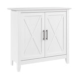 Bush Furniture Key West Small Storage Cabinet with Doors and Shelves in Pure White Oak, 2 Door Accent Chest for Home Office, Living Room, Entryway Bush Business Furniture
