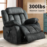 CANMOV Massage Swivel Rocker Recliner Chair with Heat and Vibration, 360 Degree Swivel Manual Recliners Antiskid Fabric Single Sofa Heavy Duty Reclining Chair for Living Room, Grey Green CANMOV