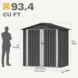 DWVO 6x4ft Small Tool Storage Shed, Lockable Doors, and Sloped Roof, Oversized Steel Outdoor Storage Shed for Garden, Patio, Garage, Backyard, Lawn - Dark Gray DWVO
