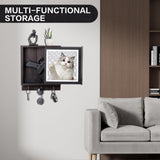 MOCAS Hidden Gun Storage, Hidden Wall Gun Safe Pistol Rack Shelf with 3 Hooks for Secret Decor Concealment Furniture, Art Storage Cabinet Wooden Storage Shelves Indoor Picture Frame(Black) MOCAS