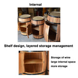 Solid Wood Oak Barrel Wine Cabinet with Locking Door - Decorative Beer Barrel Display - Natural Wood Storage - Perfect Wine Cellar Decoration VUFVOID