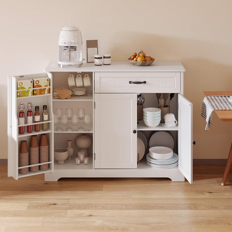 Gizoon Kitchen Sideboard Buffet Cabinet with Storage Small Coffee Bar Cabinet with Drawer, Kitchen Pantry Storage Cabinet with Door and Shelves for Bathroom and Living Room Gizoon