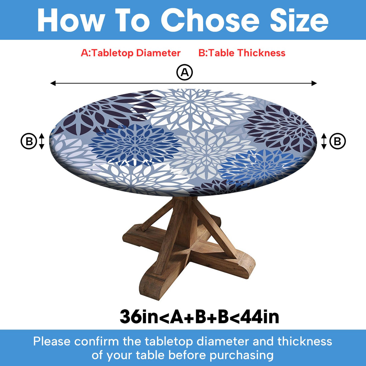 Asxhif Outdoor Picnic Fitted Tablecloth with a Hole and Zipper,Waterproof Patio Table Covers,Elastic Camping Zippered Tablecloth for Picnic, Camping, Dinner,Fit 36"-44"(Round Flower) Asxhif