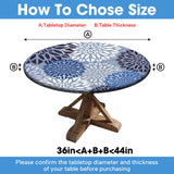 Asxhif Outdoor Picnic Fitted Tablecloth with a Hole and Zipper,Waterproof Patio Table Covers,Elastic Camping Zippered Tablecloth for Picnic, Camping, Dinner,Fit 36"-44"(Round Flower) Asxhif