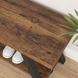LVB Wood Bench, Industrial Storage Entryway Indoor Bench for Bedroom Hallway Living Room, Rustic Famhouse Wooden Metal Shoe Rack Accent Foyer Bench Seat for Entrance Sitting, Rustic Brown, 47 in Long LVB
