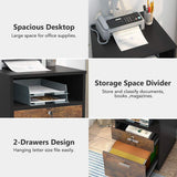 Tribesigns 2 Drawer Mobile File Cabinet with Lock, Wood Modern Filing Cabinet for Letter Size, Printer Stand with Rolling Wheels and Open Storage Shelf for Home Office(Rustic Brown) Tribesigns