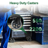 5 Inch Caster Wheels, Casters Set of 4 Heavy Duty, BZOLIHEU Locking Casters, Silent Top Plate Swivel Casters with Brake, Grey Polyurethane Castor Wheels for Furniture and Workbench Cart BZOLIHEU