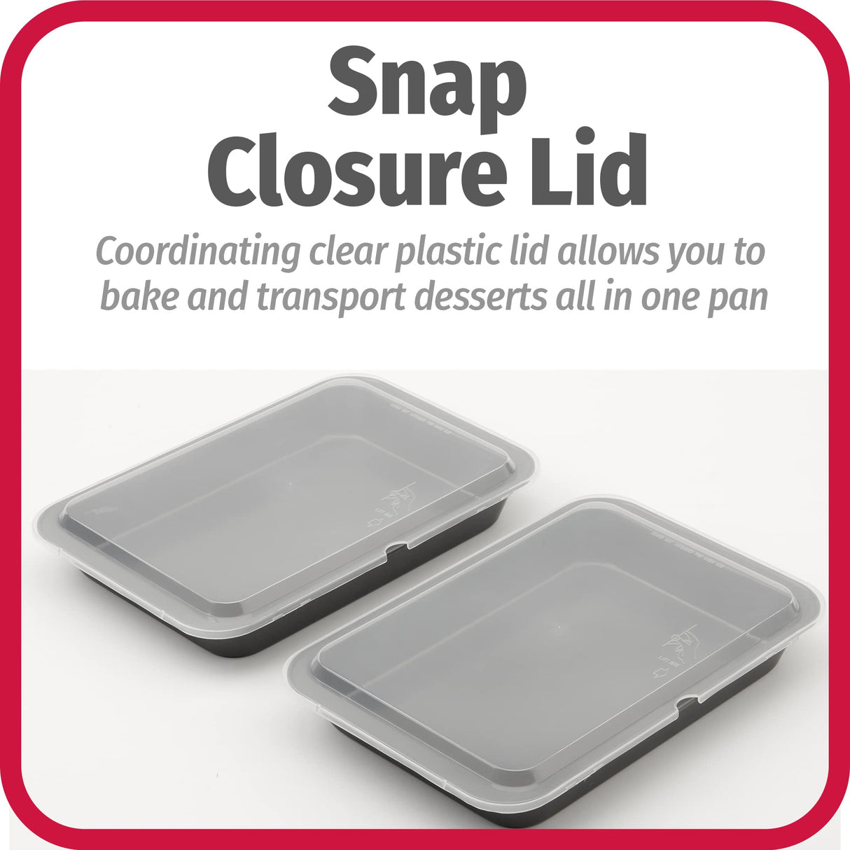 GoodCook Set of 2 Nonstick Steel 13" x 9" Cake Baking Pans with Covers, Gray GoodCook