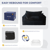 MAXYOYO Bean Bag Chair for Living Room, Upholstered Loveseat Sofa Couch with Deep Seating, Wide Armrests Boneless Couch Sofa in a Box for Bedroom Office Apartment, No Assembly, Black MAXYOYO