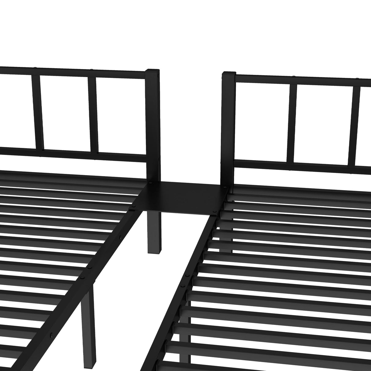 Bellemave Triple Bunk Bed for Kids, Detachable Queen Over Twin & Twin Metal Bunk Bed with Guardrails, Ladder & Storage, Converts to 3 Separate Beds, Easy to Assemble (3 Bunk Beds for Kids, Black) Bellemave