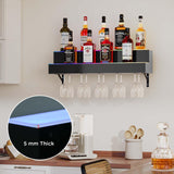 Dethan 2 Tier 32 Inch LED Lighted Liquor Bottle Display Shelf - Wall-Mounted Wine Rack with Multi-Color App & Remote Control, Adjustable Brightness & Sound Modes, Acrylic Bar Shelf for Commercial Club Dethan