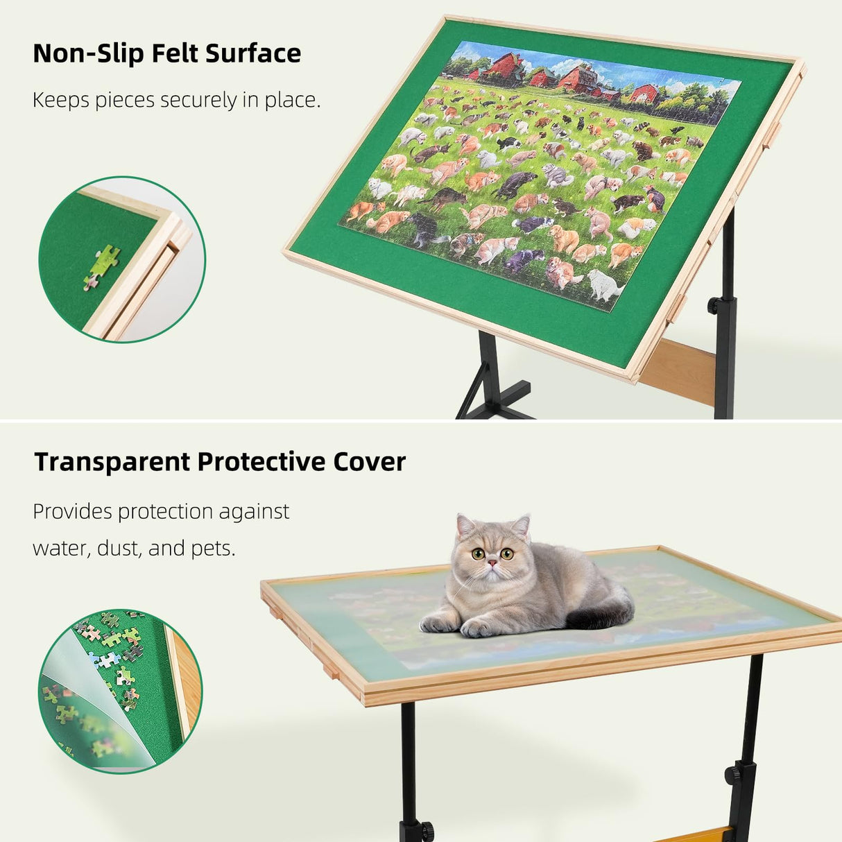 ALL4JIG 2000 Piece Jigsaw Puzzle Table with Legs,Wooden Jigsaw Puzzle Table with 4 Drawers & Cover,360°Rotating for Easy Access,Adjustable Angle & Height Adjustment ALL4JIG