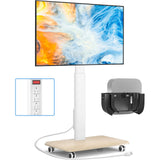 Rfiver Sleek Rolling TV Stand with Power Outlet for Home Decor, Height Adjustable Portable TV Stand on Wheels for 32-70 Inch TVs, Strong Tall Mobile TV Cart with Mount Up to 88 lbs, White Rfiver