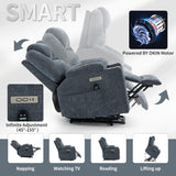 Trustyue Upgraded Power Lift Recliner Chair with Massage & Heat, Premium Motor, Max 155° Reclining, Standing Assistance for Elderly, USB Ports, Stainless Steel Cup Holders, Chenille Blue Trustyue