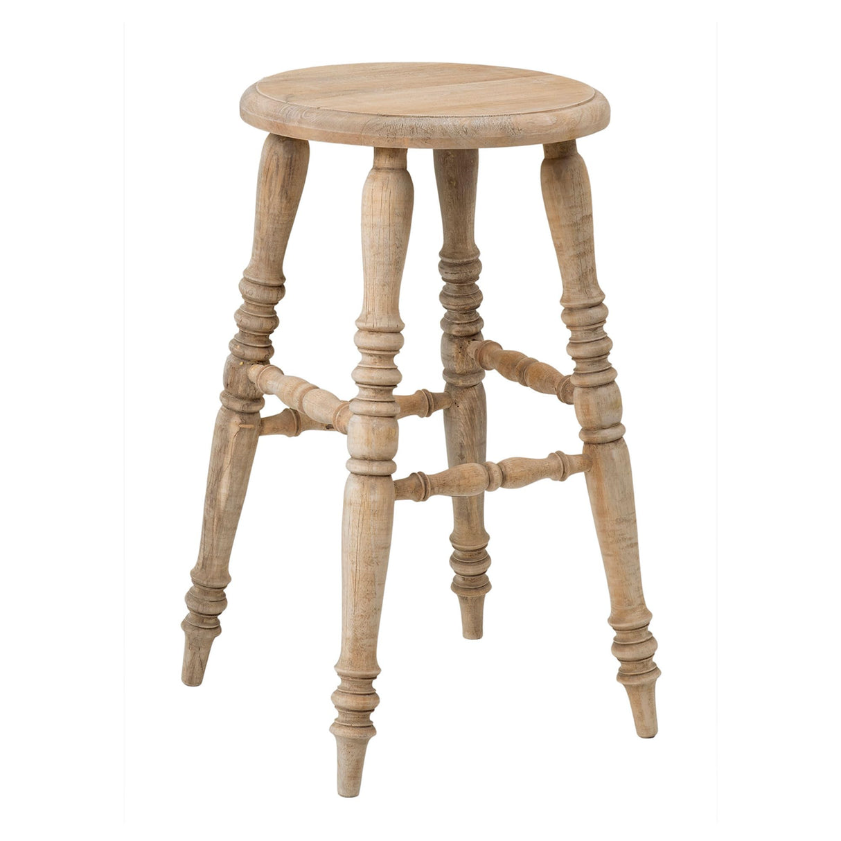 East at Main Baylor Farmhouse Counter Stool, Rustic Vintage-Style Wooden Bar Stool, 24-Inch Solid Wood, Pre-Assembled for Kitchen & Home Bar, Sustainable, Brown Finish East at Main