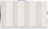 Duraspace 8 Panels Room Divider 6 FT Tall Weave Fiber Privacy Screen Freestanding Double Hinged Folding Screen Extra Wide Room Dividers for Patio Privacy (Off White) DURASPACE