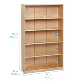 ECR4Kids Classic Bookcase, 60in, Adjustable Bookshelf, Natural ECR4Kids