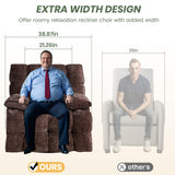 VIKAYAMICS Oversized Rocker Recliner Chair 42” Power Swivel Recliner for Living Room Overstuffed Extra Wide Rocking Recliners with Breathable Soft Fabric Up to 400lbs(Manual Brown) VIKAYAMICS