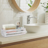 LotFancy Bathroom Decor Box, 2 Pack Wooden Toilet Paper Holder, White Toilet Storage Basket for Back of Toilet, Farmhouse Toilet Tank Topper LotFancy