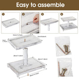 Farmhouse Tiered Tray Stand Wooden Rustic 2 Tier Tray Stand Rectangular Tray Serving Two Tiered Tray Stand for House Kitchen Cake (White) Yalikop