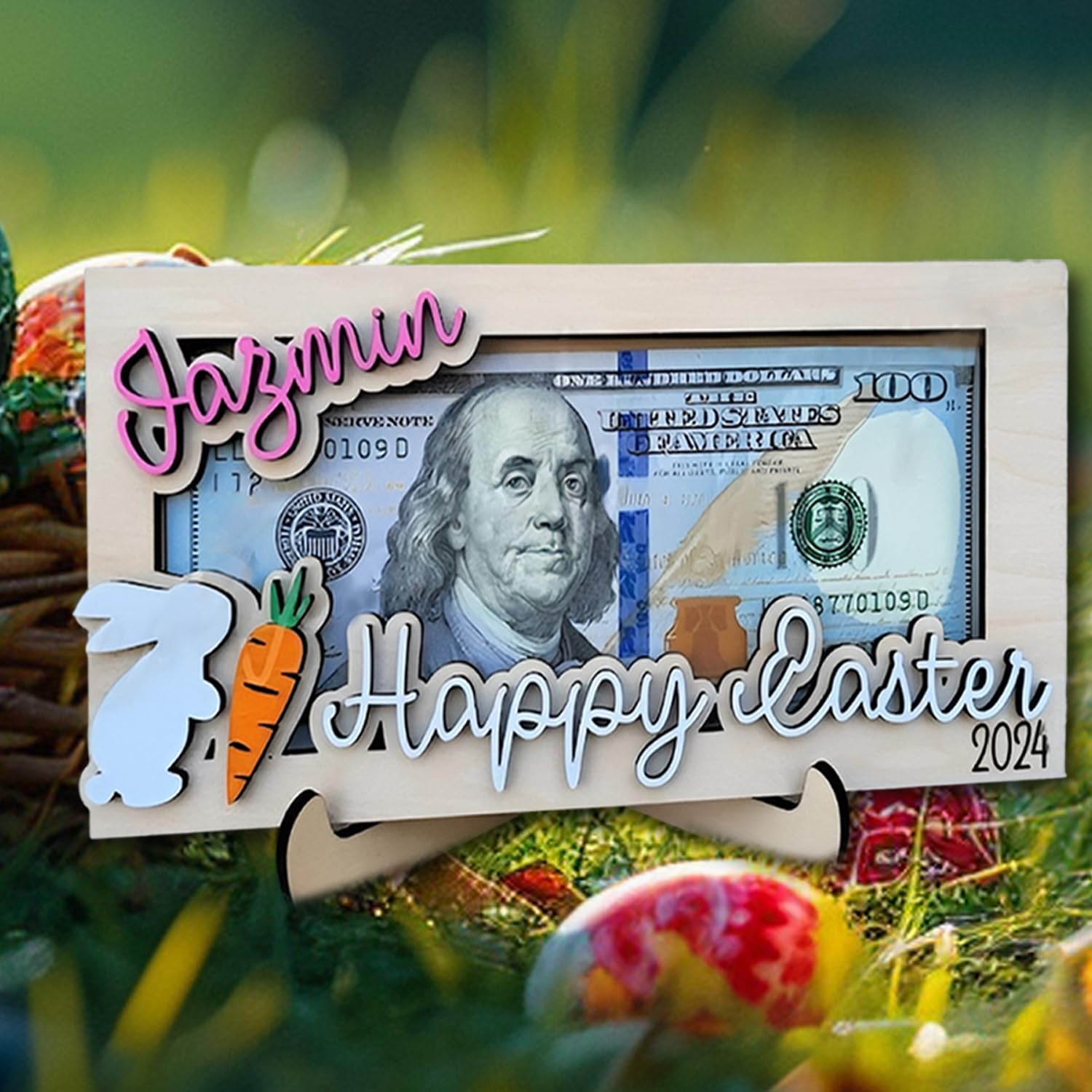 Easter Money Holder for Boys Girls, Surprise Place Card Holder, Custom Cash Holders with Pull Out, Happy Easter Gifts - WoodArtSupply